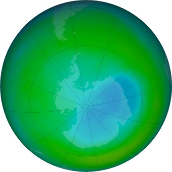 Antarctic ozone map for 2024-12